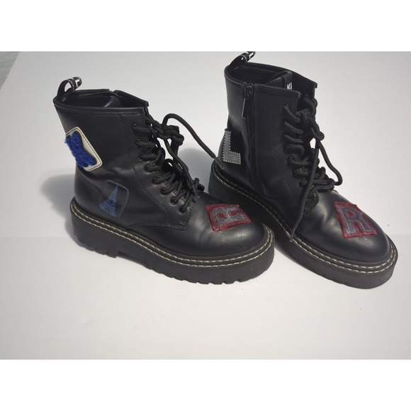 Karl Lagerfeld Shoes - Karl Lagerfeld Paris Dixie Patch Combat Boots Sz 8 logo chunky biker festival